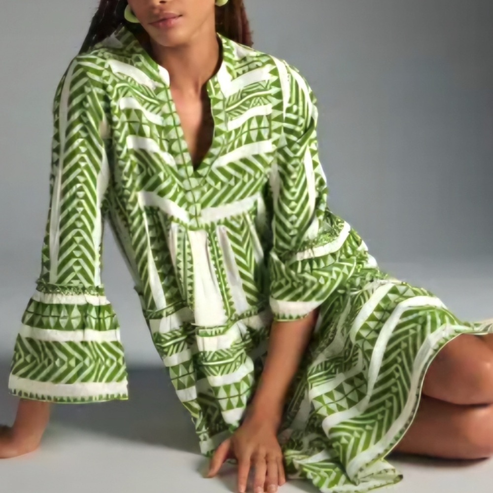 Devotion TWINS Ella Green and White Bell Sleeve